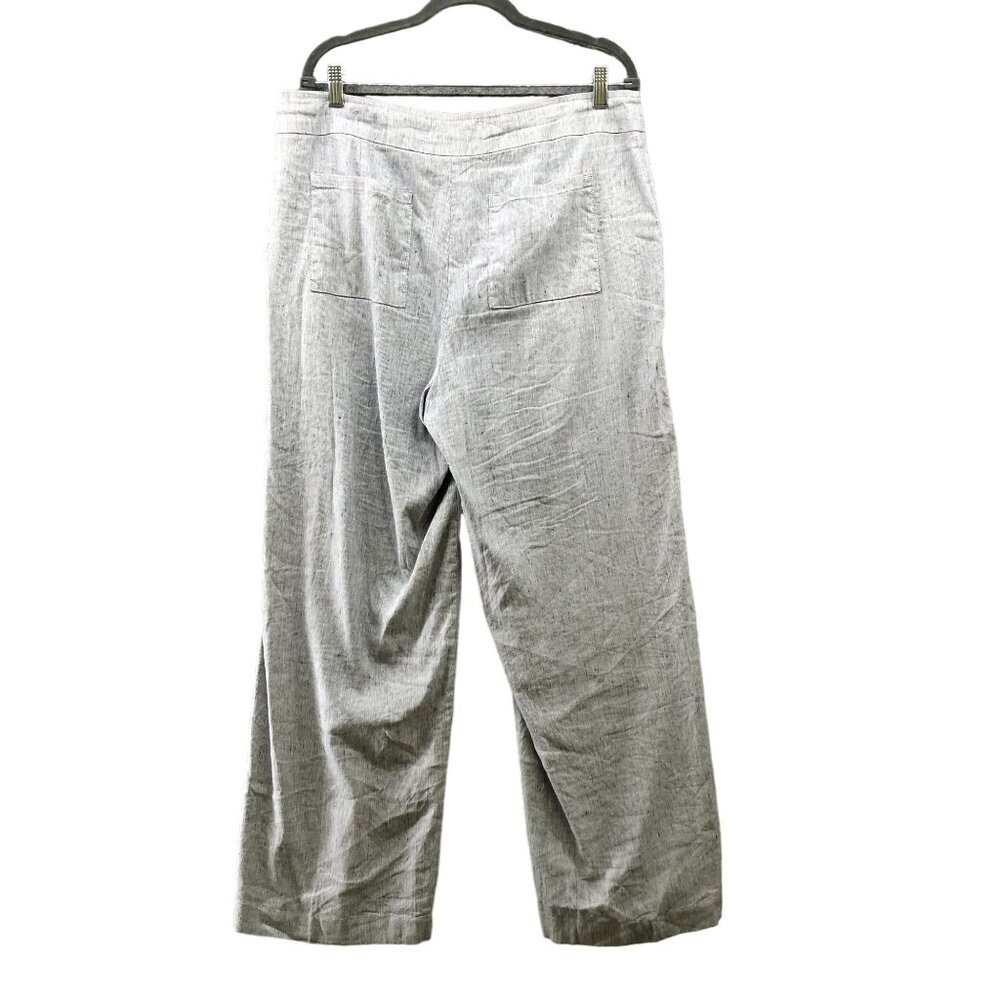 Chico's Linen Blend Pull On Pants Womens Size 14R 2.5R Blue Wide Leg Coastal - Picture 2 of 9